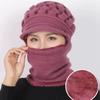 Soft Woolen Hat Elastic Hooded Thermal Cap Versatile Knitted Scarf  Women
