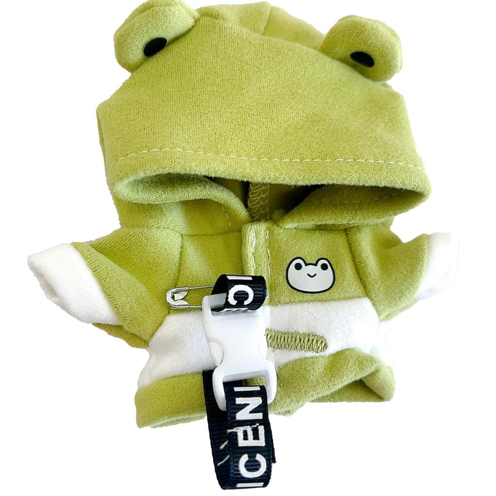 Animal Hoodie for 10cm Doll, Green (Frog) - Plush Clothes, Kigurumi Accessories, Otaku Activities, Doll Mascot, K-Pop Doll Costume [Used]
