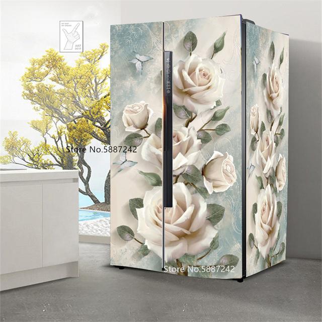 Наклейки на холодильник с морским пейзажем для обоев на холодильник, виниловые самоклеящиеся декорации для пейзажей, пленка для морозильной камеры, пляжная крышка для кухни