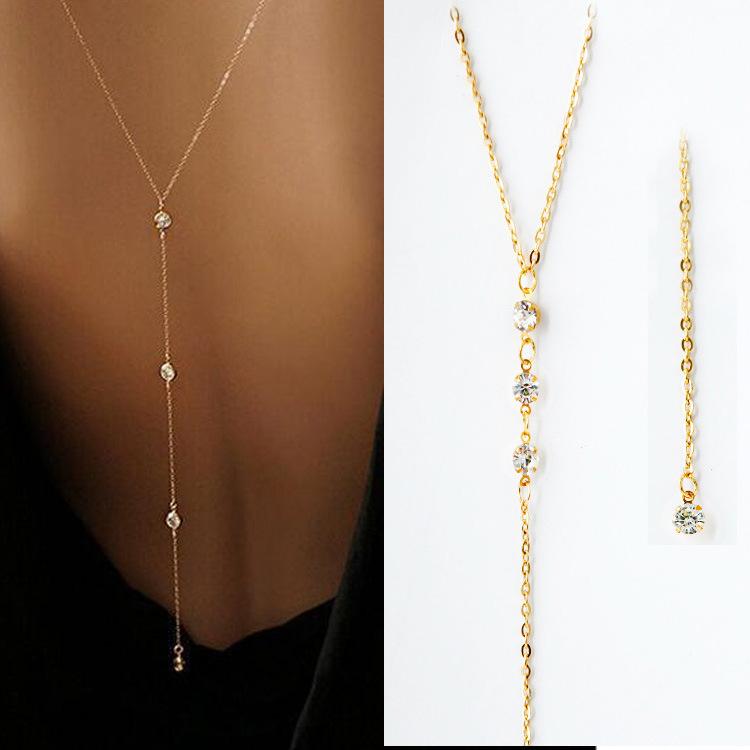 Sleek Rhinestone Back Chain Body Jewelry for Women