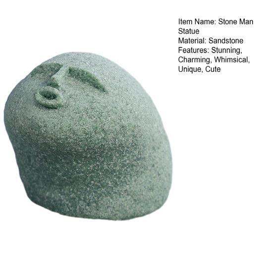 Cute Stone Primitive Man Figurine Funny Stoneman Statue Carving Face Decoration for Garden Home Decor Fish Tank Ornament