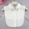 Korean Handmade Beads Sweater Fake Collar for Women's Half Shirt Detachable Collar White Shirt Lapel Blouse Tops False Collar