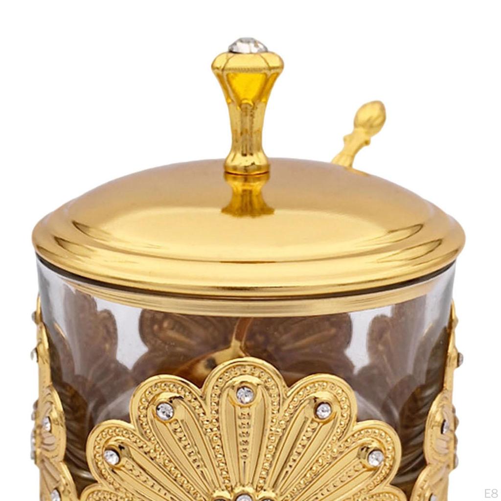 Condiment Containers Jar (Gold Color) Modern Tea Canister Small Sugar Bowl European Spice