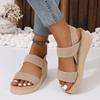 1pair Women's Minimalist Wedge Sandals Open Toe Thick Soled Platform Casual Sandals Ankle Strap Slingback Sandals Solid Color