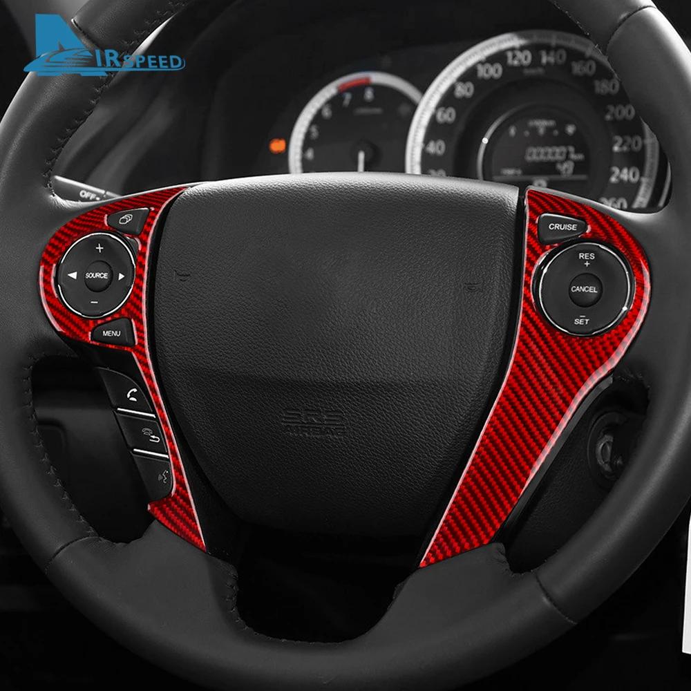 Real Soft Carbon Fiber LHD Car Steering Wheel Button Interior Trim Accessories For Honda Accord 2013 2014 2015 2016 2017 Accs