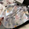 Imitated Silk Headcloth Fashion Flower Print Square Shawls Popular 70X70cm Bandanna Kerchief Sun Protection Silk Scarves Tie Bag