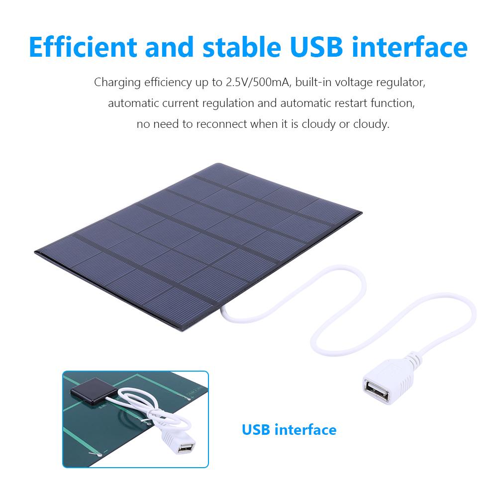 USB Solar Panel Charger 5W 6V Solar Charging Panel Monocrystalline Power Emergency Panels for Mobile Phone/3-5V Battery Charging