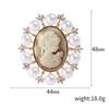 Blucome Vintage Beauty Head Brooch Pearl Pins for Women Coat Suit Bag Hijab Laple Pins New Year Gift