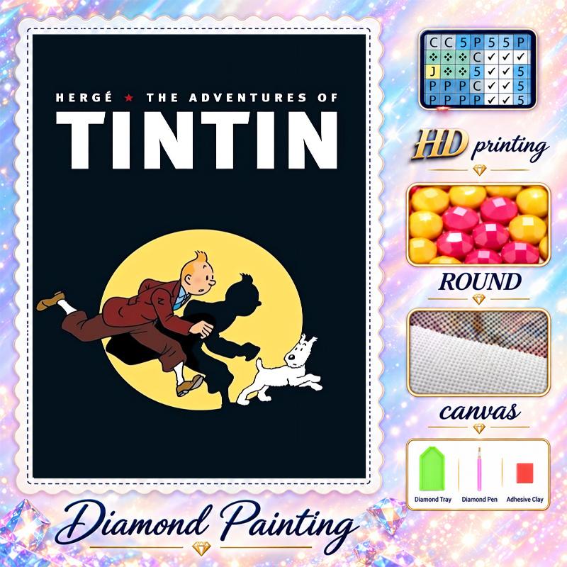 Tintin Diamond Painting Kit 5D Full Drill DIY Diamond Mosaic Wall Art Home Decor