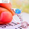 Real S925 Sterling Silver Claddagh Ring Cute Love Heart Crown Rings For Women Wedding Bands Blue White Fire Opal Ring Jewelry Cz
