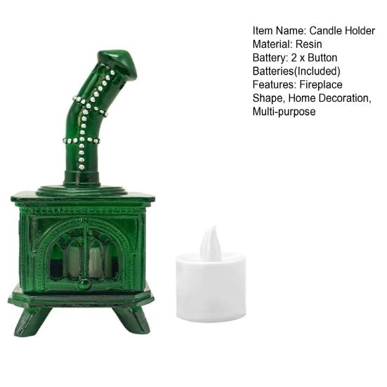 Mini Fireplace Candle Holder with LED Candle Decorative Flameless Candle Stand Candlestick Table Centerpiece Holiday Party