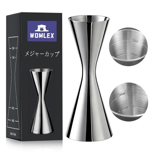 Мерный стакан WOMLEX, 30/45 мл, Градуированный, Мерка для коктейлей, Джиггер, Мерный стакан для виски, коктейлей, Двусторонний, Цельный из нержавеющей стали (Серебряный