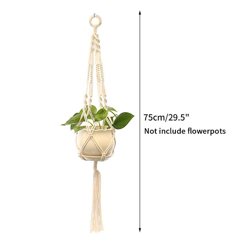 Macrame Hanging Baskets Woven Cotton Handmade Flower Basket Wall Plant Hanger Pot Indoor Bonsai Balcony Knotted Lifting Rope