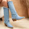 Fashionable New Style, Thick and Versatile, Embroidered Western Cowboy Boots, Retro Pointed Midsole Chelsea Boots
