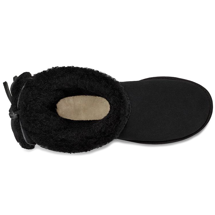 UGG Classic Double Bow Short Warm Durable Non-Slip Classic Double Bow Lined Mid-Calf Snow Boots Women Boots Black 1127131-BLK