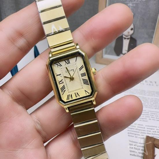 Korean Women's Rectangular Steel Band Watch - Small Dial Quartz Design