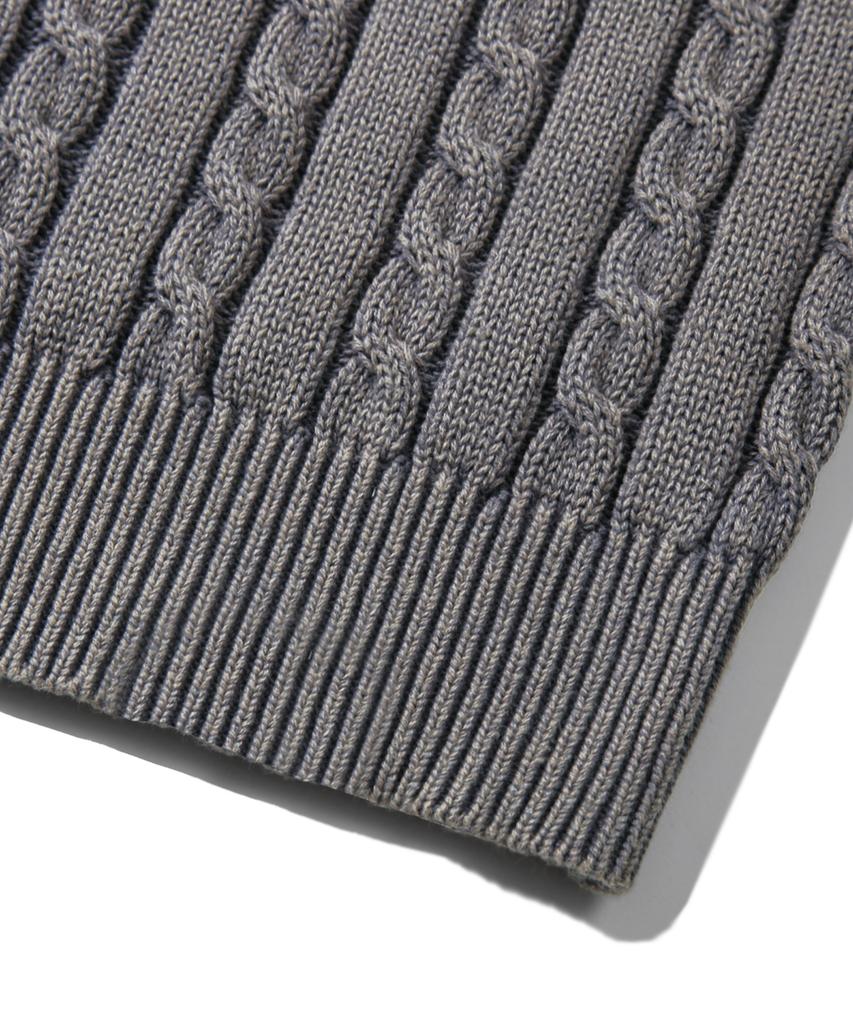 TRILLION Vintage Washed Cable Half Sleeve Knit [Lavender Grey]