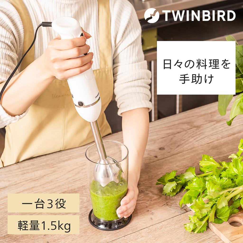 Twin Bird Tsubame Sanjo Hand Baby Juice Легко изготавливается вручную 3 функции переключения скоростей с белым блендером, удобный, еда, приготовление, очистка, заправка, 1,