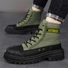 Мужские ботинки зимние новые на платформе плюшевые мужские рабочие ботинки по щиколотку теплые утолщенные водонепроницаемые хлопковые армейские мужские ботинки для снегоходов