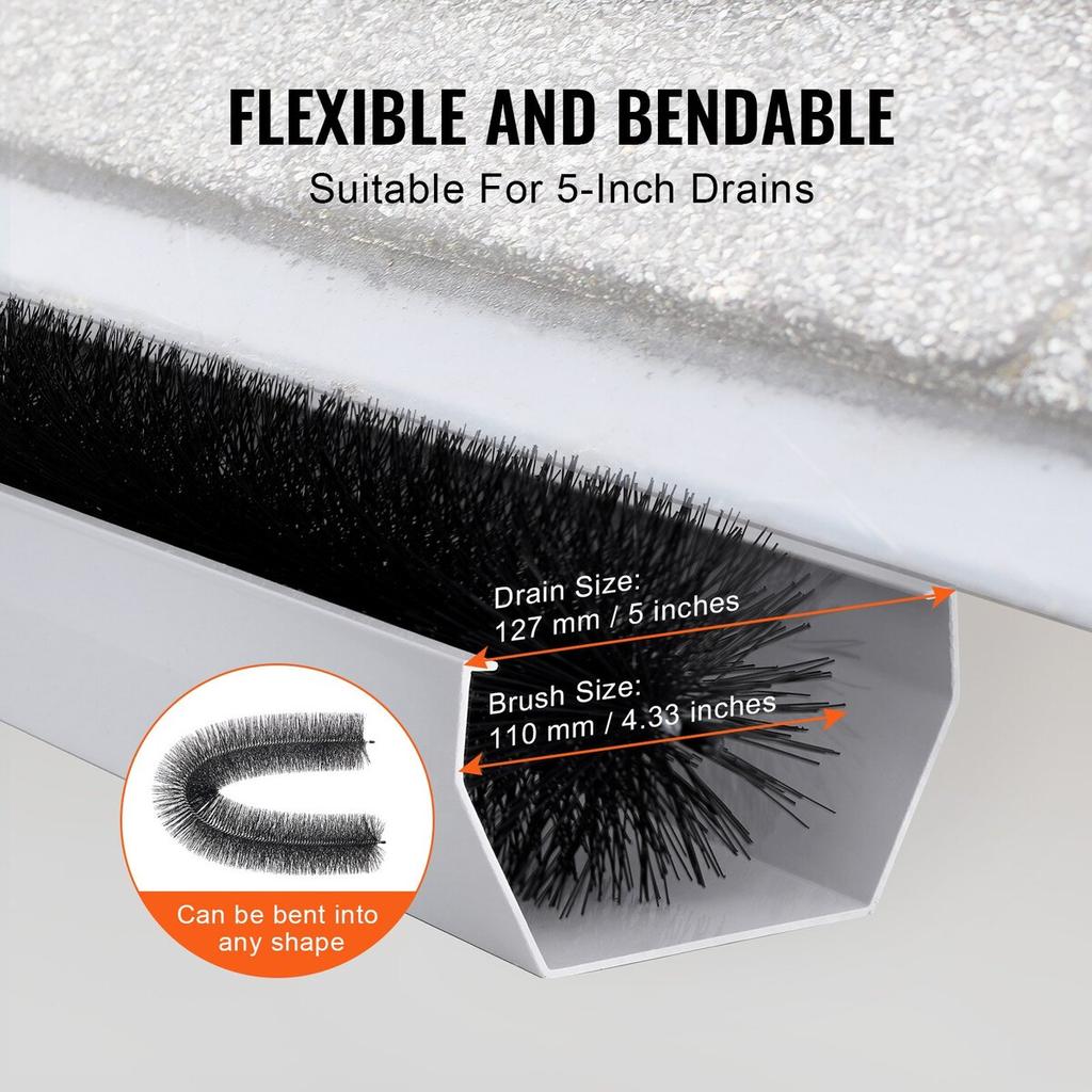 Gutter Brush, 80 Feet Total Length 4.33 inch Diameter Gutter Cleaning Tools, Ground-Level Gutter Brush Leaf Guard for 5 Inch Gutters, Easily Clear