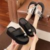 Butterfly rhinestone platform slippers women's summer wear 2025 new high-end beach shoes toe flat support