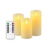 Pack of 3 Plastic Flameless Moving Wick Candles With Remote,Yellow Light Decorative Pillar Candles 4/5/6 Inch For Wedding