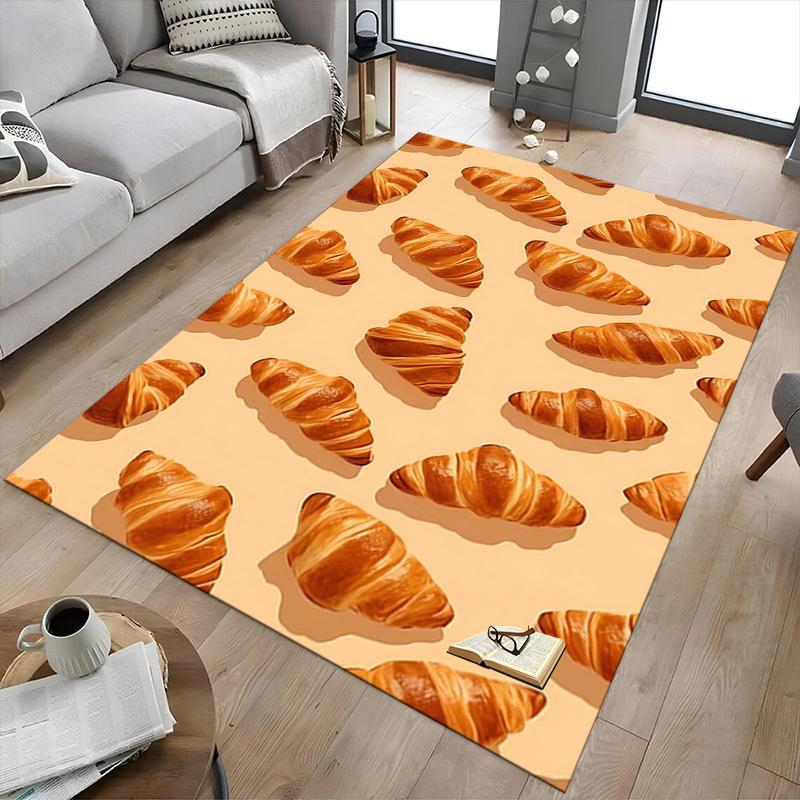 1PC Croissant bakery Extra Large Non Slip Floor carpet, Office, family, bedroom, Studio Large Area Rug Indoor Rugs, Vibrant Colors