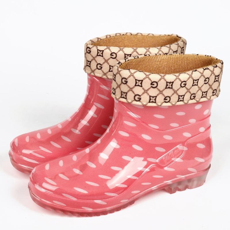 Four Seasons Fashion Rain Shoes Women's Short Water Shoes Women's Water Boots Low Top Adult Rain Boots Waterproof and Anti-skid Water