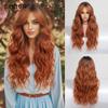 Медно-красный парик Синтетические натуральные волнистые парики с челкой для женщин Косплей Парик для вечеринок из термостойкого волокна