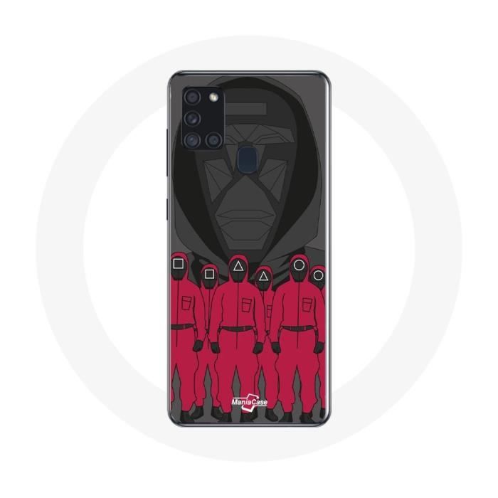Coque Samsung Galaxy A21S Squid Game Affiche masques personnages