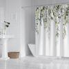 1PC Green Sage Plants Pattern Printed Shower Curtain, Waterproof and Washable, with 12 Hooks, Bathroom Shower, Bathtub, Home Use