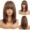 Синтетические смешанные золотисто-коричневые парики для женщин, короткий парик из натуральных светлых волос, прямые волосы с челкой, женское повседневное использование, косплей, термостойкое волокно