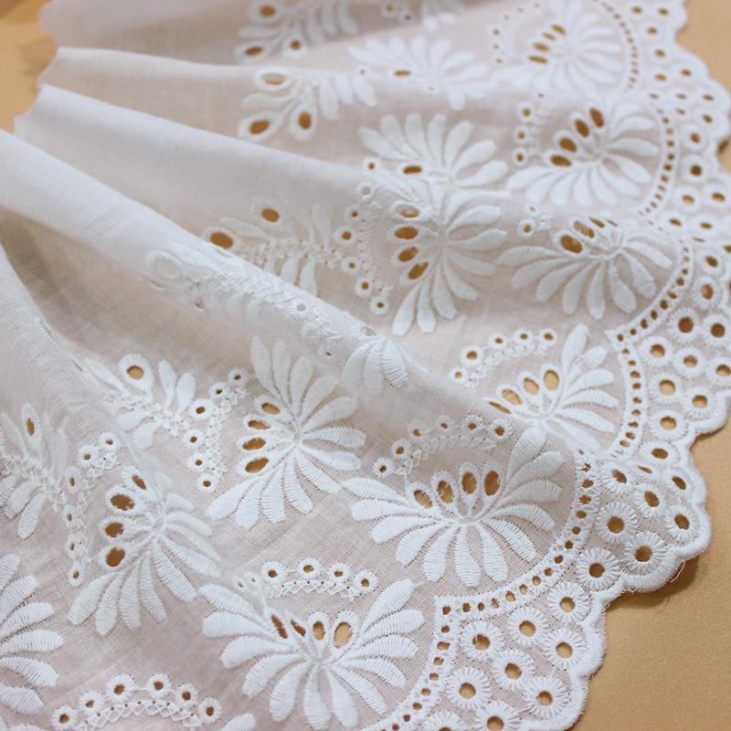 2Meters/lot 20cm Wide Hollowed Out Large Chrysanthemum Cotton Embroidery Lolita Children's Clothing Accessories Lace