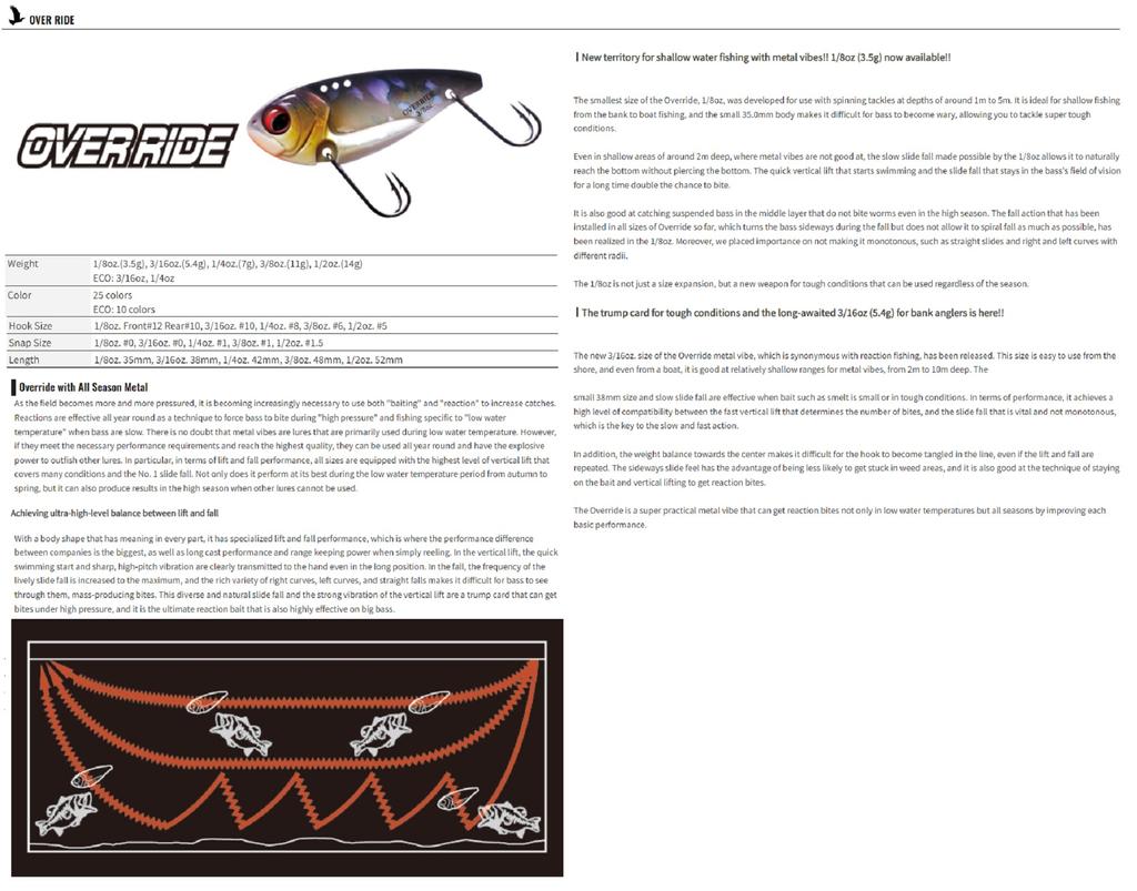 OSP Over Ride Metal Vibration 3/8 Oz 50 Mm Sinking Lure OR-21 (8729)