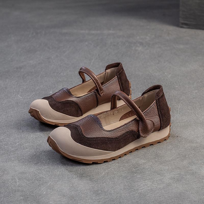 Johnature Ретро мягкая подошва мелкая натуральная кожа повседневные универсальные женские туфли на плоской подошве