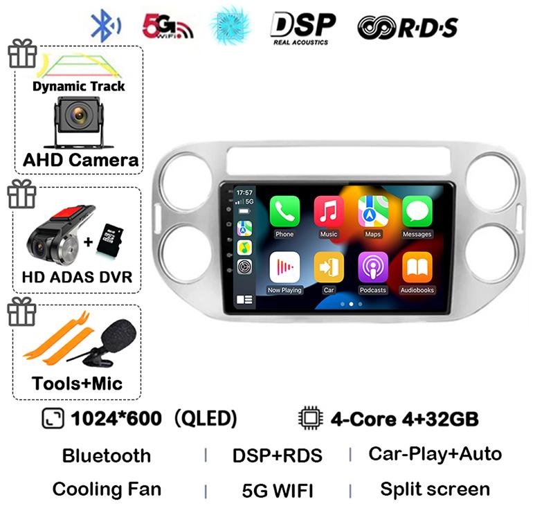 Android 14 Carplay Автомагнитола для VW Volkswagen Tiguan 1 NF 2006 2008-2013 2014 2015 2016 Мультимедиа GPS Видеоплеер Стерео