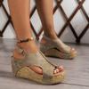 Large Size Sandals Women's New Women's Wedge Heel Fish Mouth Thick Sole Rivet Sandals