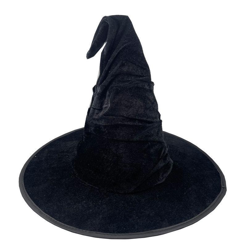 Halloween Pleated Black Witch Hat - Costume Headwear and Hair Accessory.