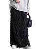 Антиква Вязаная юбка с бахромой Plus to Size Полностью черная, Женская, EP-00133, (эквивалентный L-XXL), 04,