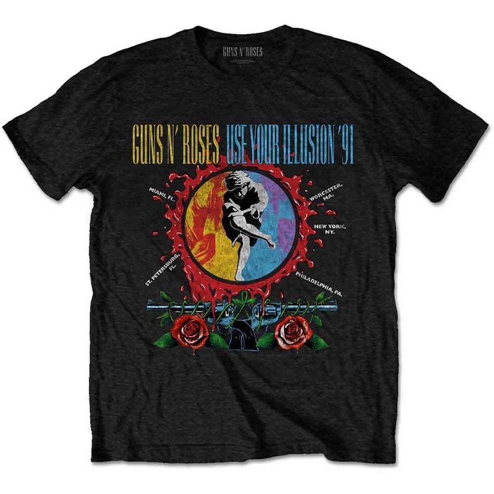 Футболка Guns N' Roses Use Your Illusion Круглый Плесень Логотип Группы Официальная Черная
