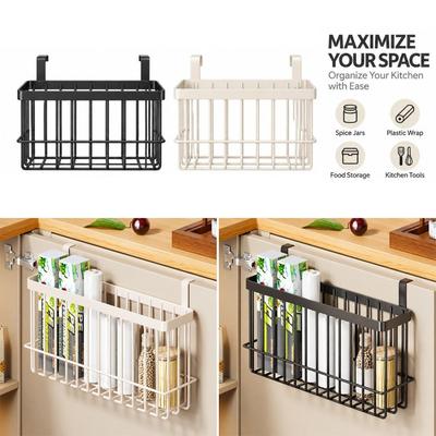Hanging Organizer Over Cabinet Rack No Drill Wire Metal Rack Hanging Storage Basket Kitchen Pantry