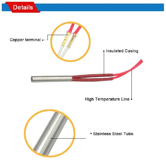 LJXH Electric Mold Cartridge Heaters Cylindrical Tubular Heating 6mmx 80-120mm 120W/130W/150W/160W/180W