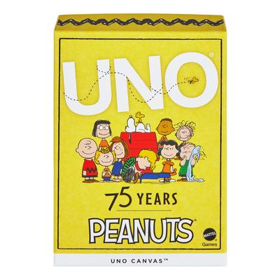Mattel Игры UNO Холст Peanuts Вечеринка 112 Возраст 7 и JFP04 Игра, Принадлежности, Карты, 2-10 игроков, Вверх, Желтый,