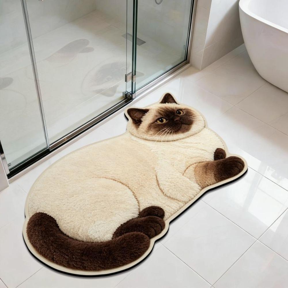Non-slip Cute Cat Floor Mat 40*60cm Bedroom Door Small Rug Durable Floor Mat for Table Bedside