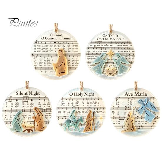 Традиционные рождественские шары Морское стекло Гимнические украшения, Ручная работа Музыкальный лист Навесное украшение Рождество, Элегантный подвесной Акриловое искусство Христианское