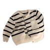 Мягкий полосатый кардиган для корейских детей - Унисекс, Весна и Осень, Модное вязаное пальто