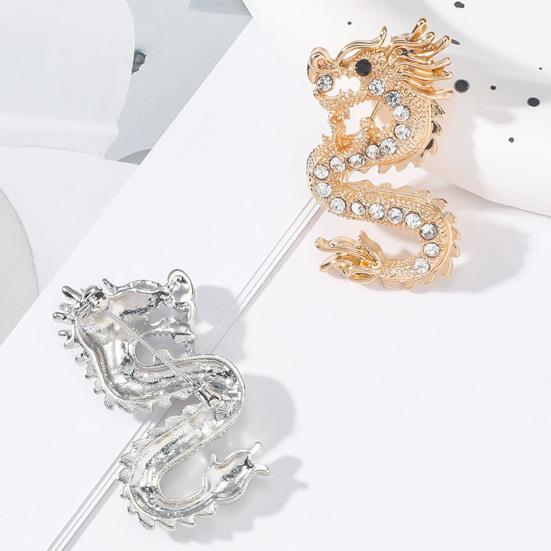 Брошь со стразами и драконом, женская брошь, китайский дракон зодиака для воротника, пальто, одежды