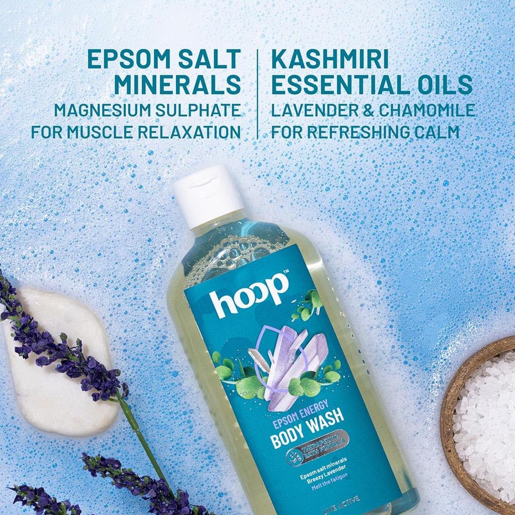 Hoop Epsom Body Wash 300 Ml Pack of 1 for Relaxation, Lavender Shower, Hand Foot Soak, Muscle Relief