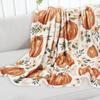 Pumpkin Flannel Blanket Floral Print Blanket Thanksgiving Air Conditioning Blanket Blanket Nap