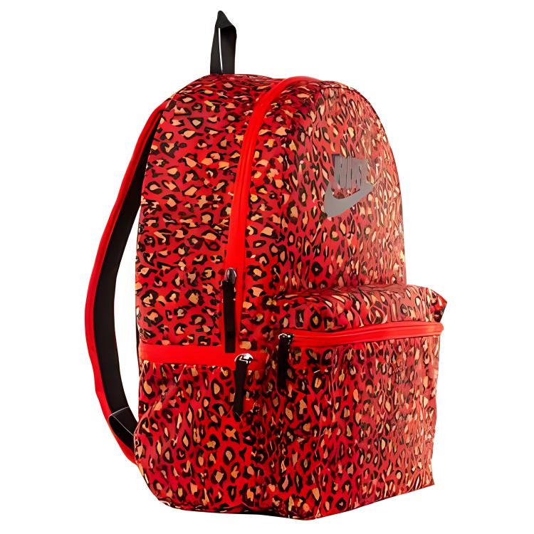 Nike Polyester Backpack Regular Unisex Red Leopard Print Casual BA5761-634
